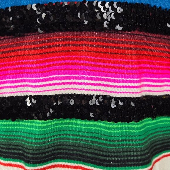 Veronica Prida Designs Size Medium Colorful Striped Serape Jacket Sequin Trim - Picture 11 of 16
